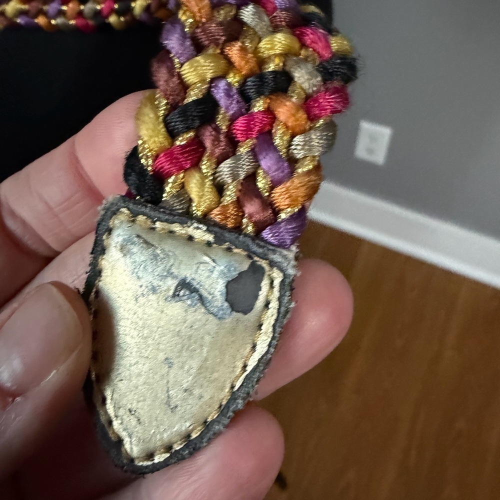 VTG multi-color had woven braided bohemian belt 35in - Picture 2 of 3